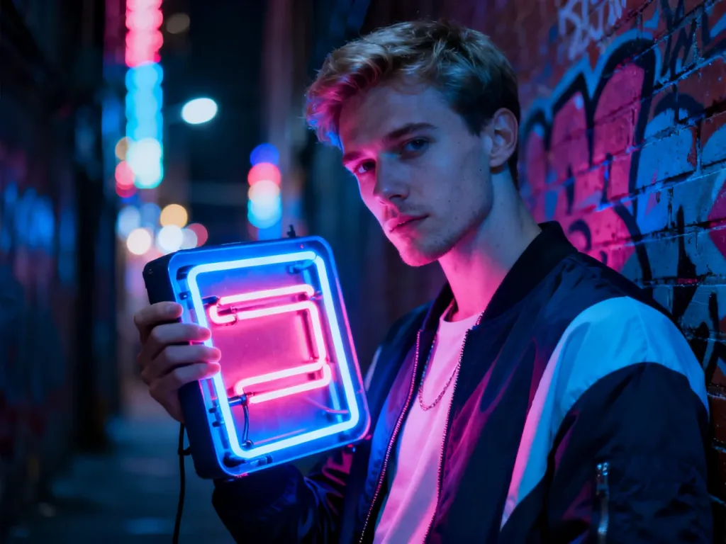 Stylowy mężczyzna w miejskiej scenerii, ilustrujący nowoczesny styl życia i kulturę streetwearu.